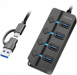 Logilink USB 3.2 Gen1 hub 4-pordiline sisse-vljallitatav lliti, must