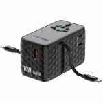Verbatim Reisitoideadapter EU/UK/US GaN 1xUSB-C/1xUSB-A/2xUSB-C PD 70W must 30186