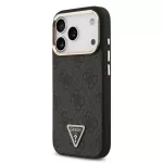 Guess 4G Strass Triangle Logo Gold Frame phone case with MagSafe support for iPhone 18 Pro black