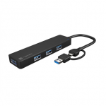 NATEC NHU-2023 USB-C 3.0 Hub 4-Port + Adapter, Black