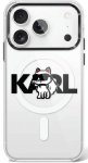 KARL LAGERFELD kaitsembrise IPHONE 17 Pro jaoks, hildub MagSafe'iga KLHMP17LHGCHGKBT (IML Choupette Sketch Logo), lbipaistev