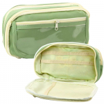 LEAN School Pencil Case Two-Compartment With Pockets Capacious Green 22cm