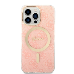 GUESS Zestaw GUBPP13LH4EACSP Case+ Charger iPhone 13 Pro rowy/pink kva mbris 4G Print MagSafe
