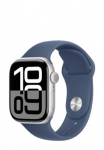 APPLE Watch Series 10 GPS + Cellular Silver Aluminium, Denim Sport Band S/M, MWX33QF/A, 42mm