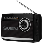 SVEN Klar SRP-535, must (3W, FM/AM/SW, USB, microSD, taskulamp, aku)