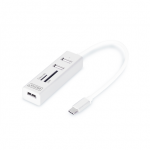 DIGITUS USB-C-Hub 3-Port 2.0-3xA2.0 1xReader in.Kabel wei