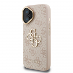GUESS PU 4G Metallist Logo Alus Kaameraraam Kate iPhone'i 16 jaoks / Roosa