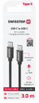 Swissten Tekstiil Universal Quick Charge 3.1 USB-C / USB-C andmete ja laadimiskaabel 3m, must
