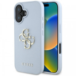 GUESS Etui Grained Big 4G Logo Small Classic Logo do iPhone 16 niebieski