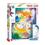 Clementoni Set Duo, Supercolor, Naljakad Dinosaurused, Puzzle, Unisex, 3+ aastat, 2 x 20 tk