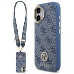 GUESS Etui 4G Rhinestone Logo AND Lai Rihm Metallist Nupud MagSafe iPhone 17 jaoks sinine