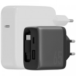 Energea Seinamaaladark Ampcharge Arc 65 USB-A/USB-C + kokkupandav USB-C kaabel PD/PPS/QC3.0 GaN gunmetal