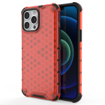 Hurtel Honeycomb Case armor cover with TPU Bumper for iPhone 13 Pro Max red