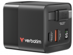 Verbatim GaN-laadija 65W, 1x USB-A, 2x USB-C, eemaldatav kaabel (must, PD 3.0, QC 3.0)