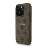GUESS Nahast PU 4G Vrvilise Rnga Rihmaga MagSafe Kate iPhone'i 15 Pro jaoks / Pruun