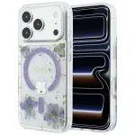 GUESS Resin Flowers Glitter MagSafe-ega mbris iPhone 18 Pro / 17 Pro jaoks, lila