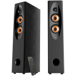 FENDA F AND D T-60X PRO 2.0 prandaklarid, 120W RMS (60Wx2), 1'' tweeter + 4'' klarid x2 + 8'' subwoofer igas kanalites, BT 5.3/Optiline/KOAKSIAALNE/AUX/USB/Karaoke funktsioon/LED-ekraan/Puldi kaugjuhtimispult/Mikrofon/Puidust, puutnupud, must