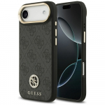 GUESS iPhone'i 17 Air kest, hildub MagSafe'iga GUHMP17MP4GRMDEK (nahkviimistlusega 4G Strass logo), must