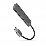 AXAGON Hub HUE-MSA 4x USB3.2 Gen 1 LLITI, metallist, mikro-USB toitesisend, 20 cm USB-A kaabel