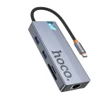 Adapter HUB 8w1 (HDTV+RJ45+SD/TF+PD+Type-C 3.0+USB 3.0 x 2) USB-C Hoco HB52 hall