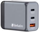 Verbatim GaN-Ladegert 65W, 1x USB-A , 2x USB-C (grau, PD 3.0, QC 3.0)