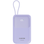 CANYON onPower 101 power bank sisseehitatud kaabliga, 10000 mAh, PD22.5W, lilla