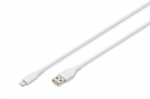 Digitus Valgusjuhtme silikoonselt kaetud henduskaabel, USB-A - Lightning 0,5m, valge