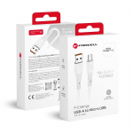 USB kaabel USB A Micro USB Forcell F-Energy QC3.0 2,4A 18W silikoone 1 m C341 valge