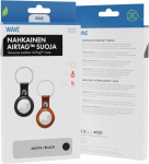 Wave Genuine Leather AirTag Case With Carrying Clip, Black