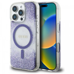 GUESS Korpus HC Resin Bottom Glitter do iPhone 16 Pro Max MagSafe fioletowy