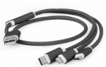 Gembird USB toitmik 3-1 Lightning, Type C, Micro USB Must