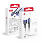 USB-kaabel A pistikust Lightning-pistikusse Forcell F-Energy 2,4A 12W Gradient, 1 m, must C353