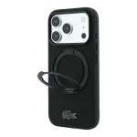 Lacoste PVC Petit Pique Semi Wrap Ring Stand MagSafe kaitsekest iPhone 18 Pro Maxile, must
