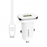 iKaku KSC-317 universaalne autolaadija QC 3.0 18W Lightning-kaabliga, valge