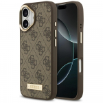 GUESS Etui 4G logoplaat MagSafe'iga iPhone 17 jaoks, pruun