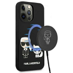 Karl Lagerfeld KLHMP13LSSKCK iPhone 13 Pro / 13 6,1-tolline kvakaane karvkattega tarny/must Silikoon Karl AND Choupette Magsafe