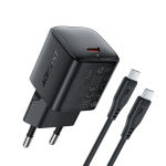 Acefast A118 30W GaN USB-C seinalaaderc koos USB-C - USB-C kaabliga 1,2 m - Must