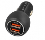 Tellur Dual USB autolaadija koos QC 3.0, 6A, must
