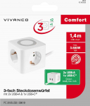 Vivanco Power Cube 3-Way USB-A/C 1.4m (39619)