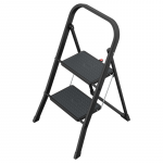 Folding step bench K44 StandardLine | steel | 2 steps, safety handle | black