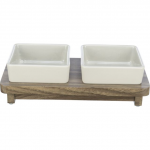 Animal bowl, ceramic : Trixie CityStyle bowl set, ceramic|MDF, 2 0.4 l|12 12 cm|30 4 15 cm, gray|brown