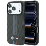 BMW M Quadrille Kevlar Tricolor Print Lines MagSafe korpus iPhone 18 Pro / 17 Pro jaoks, antratsiit