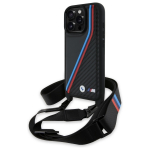 BMW BMHCP16L23PSVTK iPhone 16 Pro 6.3" tarna/must kvakott M Edition Carbon Tricolor Lines AND Strap