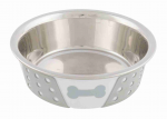 Loomakauss, metall : Trixie Roostevabast terasest kauss silikooniga, 0,4 l| 14 cm, valge|hall