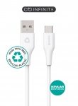eSTUFF INFINITE (GRS) USB-C USB-A kaabel 2m valge. PVC-vaba