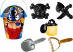 LEAN Toys Pirate Sand Set, Bucket, Watering Can, Strainer, Set of 6 pieces.