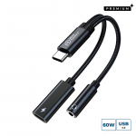 MicroConnect Premium USB-C to USB-C PD and Audio, Black 13cm