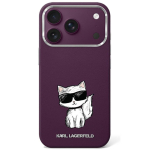 Karl Lagerfeld Etui Smooth Choupette Sketch MagSafe do iPhone 18 Pro / 17 Pro burgundowy