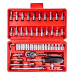 Amio 1/4 Wrench socket repair tool set box 46pcsEestikeelne: 1/4 Wrench socket remondikomplekt, 46 tk