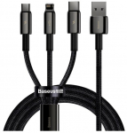 Baseus 3in1 volframi kuldne USB- Micro USB / USB-C / Lightning kaabel 1,5m